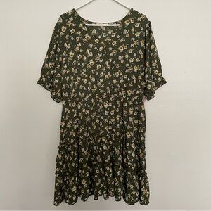 Inspired Hearts Floral Dress Women’s Plus Size 2X Green Floral Dress NEW